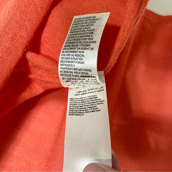 Chicos Light Knit Orange Ruched Cardigan Sweater Chicos 1 Women Medium 8 - Picture 11 of 16